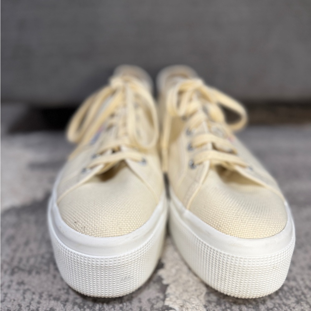 Superga 2790 Platform Sneakers- Women's Beige Canvas - Picture 5 of 10